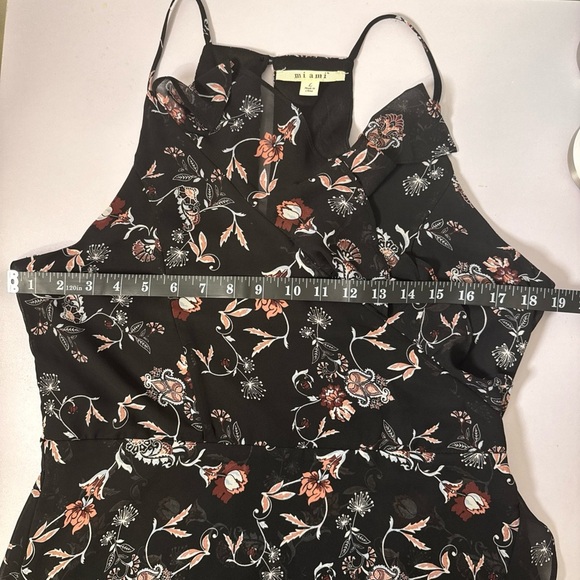 Floral Short Black Sleeveless Ruffle Dress Summer Feminine Large Party - Picture 10 of 13